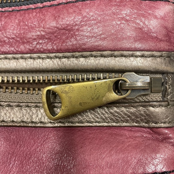 Fossil Explorer Two-Tone Leather Crossbody Bag Red Black Vintage Y2K Soft - Picture 7 of 11